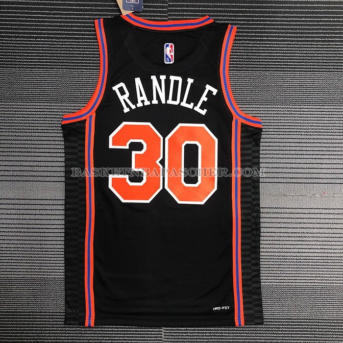 Maillot New York Knicks Julius Randl NO 30 Ville 2021-22 Noir